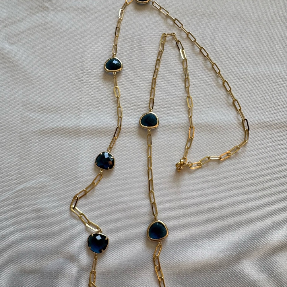 Elegant Gold and Blue Stone Necklace